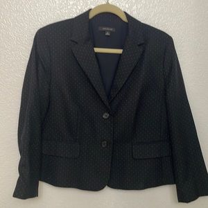 Ann Taylor Size 12 Navy Blue and Polkadot Blazer